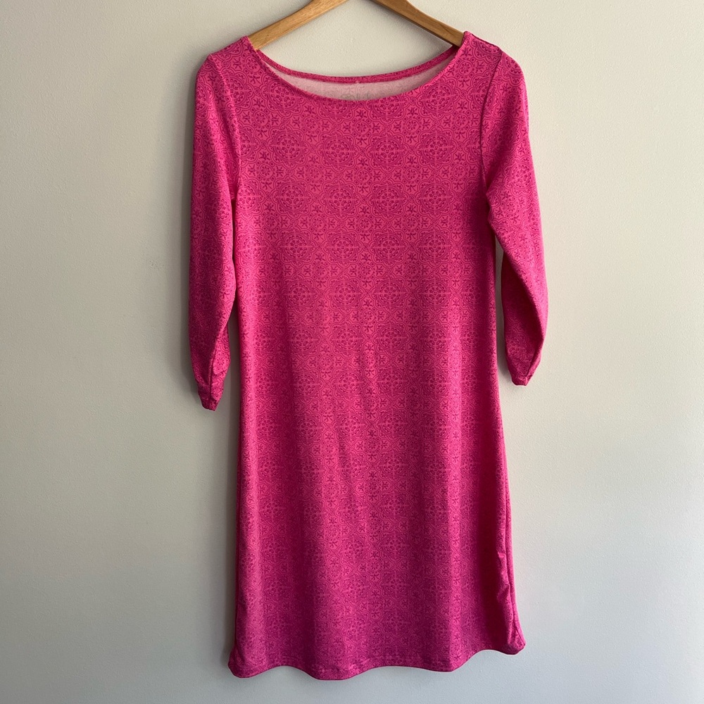 Lola Fuchsia 3/4 Ruched Sleeve Athletic Dress size Small